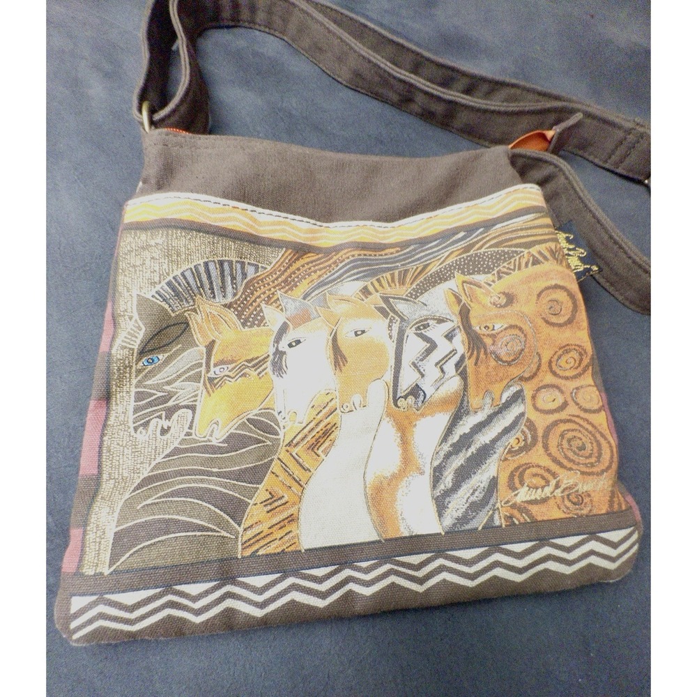 Laurel‎ Burch Moroccan Mares Canvas Crossbody Bag Purse Tote Horse Boho Chic